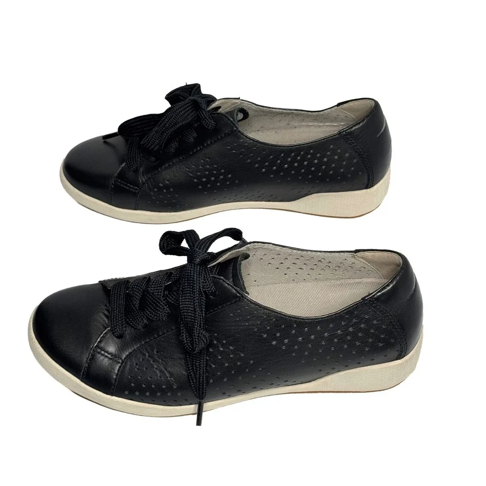 Dansko Orli Sneakers Womens EU 38 US 7.5-8 Black Nappa Leather Comfort Lace Up